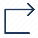 arrow, corner, direction, right