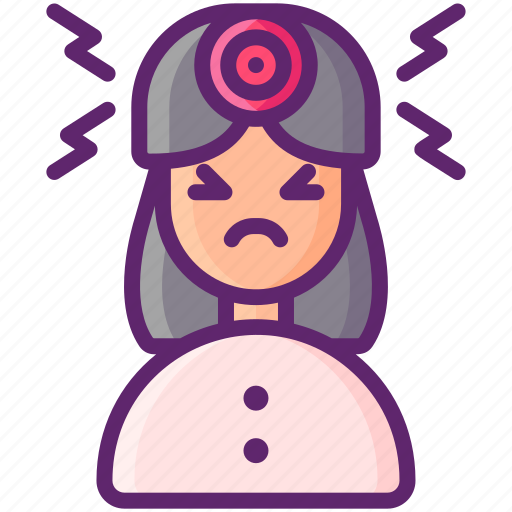 Frontal, headaches, pain, woman icon - Download on Iconfinder