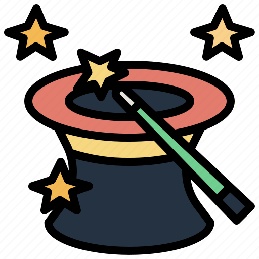 Amusement, hat, magic, magical, magician, wand, wizard icon - Download on Iconfinder