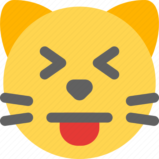 Cat, squinting, eyes, tongue, emoticons, animal icon - Download on Iconfinder