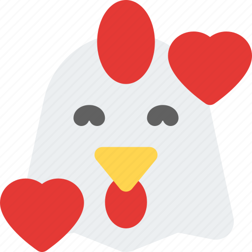Chicken, smiling, with, hearts, emoticons, animal icon - Download on Iconfinder