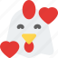 chicken, smiling, with, hearts, emoticons, animal 