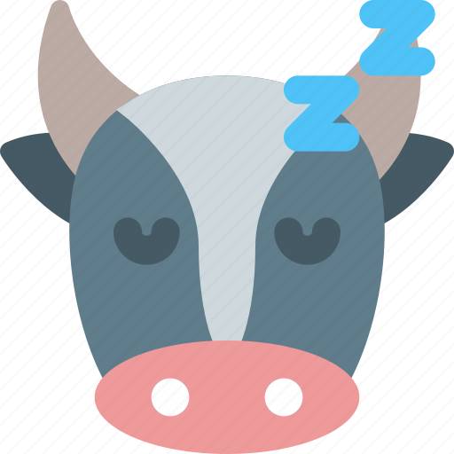 Cow, sleeping, emoticons, animal icon - Download on Iconfinder