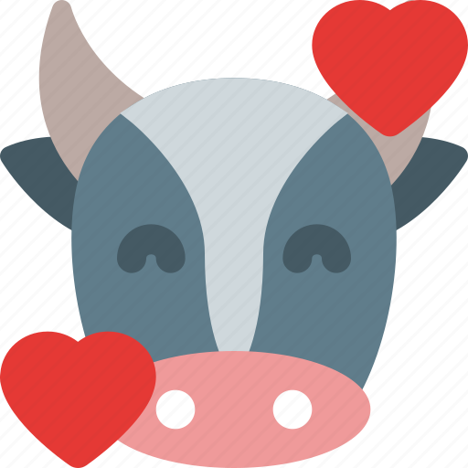 Cow, smiling, hearts, emoticons, animal icon - Download on Iconfinder