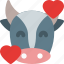 cow, smiling, hearts, emoticons, animal 