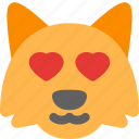fox, heart, eyes, emoticons, animal