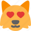 fox, heart, eyes, emoticons, animal 