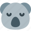 koala, sad, face, emoticons, animal 