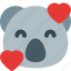 koala, smiling, hearts, emoticons, animal, love 
