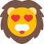 lion, heart, eyes, emoticons, animal 