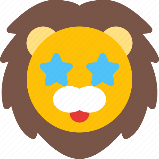 Lion, star, struck, emoticons, animal icon - Download on Iconfinder