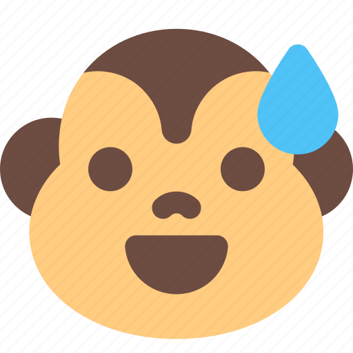 Monkey, grinning, with, sweat, emoticons, animal icon - Download on Iconfinder
