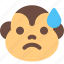 monkey, sad, with, sweat, emoticons, animal 