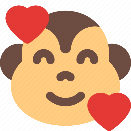 Monkey, smiling, hearts, emoticons, animal icon - Download on Iconfinder