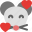 mouse, smiling, with, hearts, emoticons, animal 