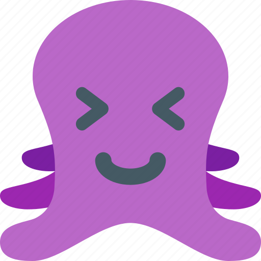 Octopus, grinning, squinting, emoticons, animal icon - Download on Iconfinder