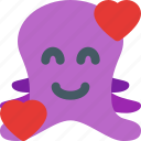 octopus, smiling, with, hearts, emoticons, animal