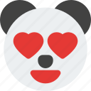 panda, heart, eyes, emoticons, animal