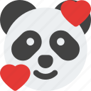 panda, smiling, with, hearts, emoticons, animal
