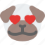 pug, heart, eyes, emoticons, animal 