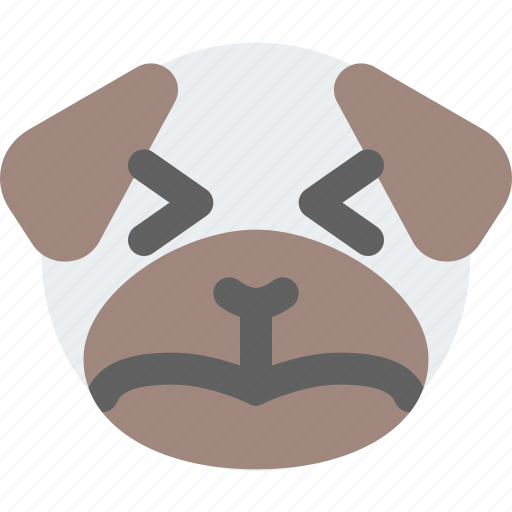 Pug, sad, squinting, emoticons, animal icon - Download on Iconfinder