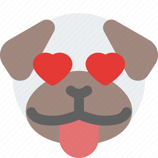 Pug, tongue, heart, eyes, emoticons, animal icon - Download on Iconfinder