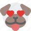 pug, tongue, heart, eyes, emoticons, animal 
