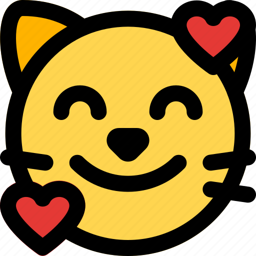 Cat, smiling, with, hearts, emoticons, animal icon - Download on Iconfinder