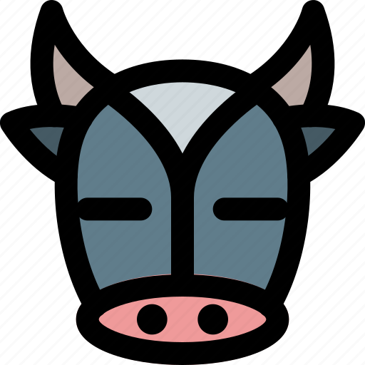 Cow, closed, eyes, emoticons, animal icon - Download on Iconfinder