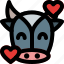 cow, smiling, with, hearts, emoticons, animal 