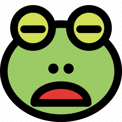 Frog, frowning, open, mouth, closed, eyes, emoticons icon - Download on Iconfinder