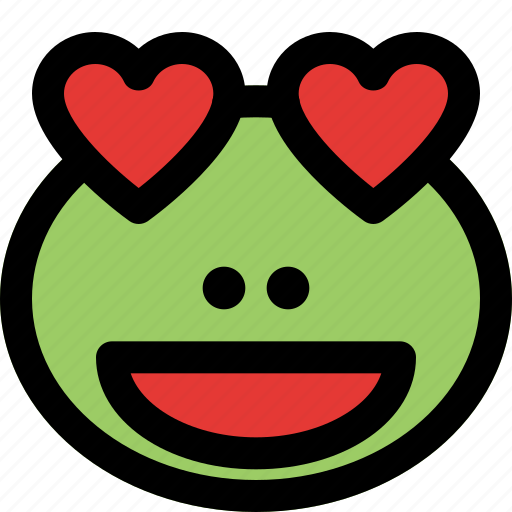 Frog, grinning, heart, eyes, emoticons, animal icon - Download on Iconfinder