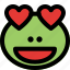 frog, grinning, heart, eyes, emoticons, animal 