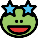 frog, grinning, star, struck, emoticons, animal