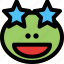 frog, grinning, star, struck, emoticons, animal 