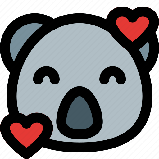 Koala, smiling, with, hearts, emoticons, animal icon - Download on Iconfinder