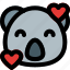 koala, smiling, with, hearts, emoticons, animal 