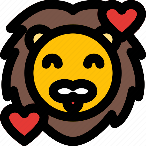 Lion, smiling, with, hearts, emoticons, animal icon - Download on Iconfinder