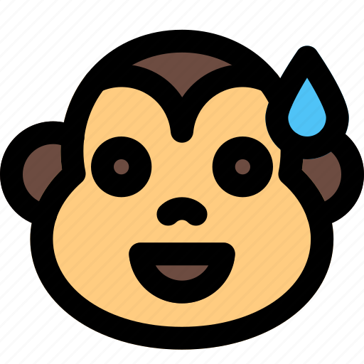 Monkey, grinning, sweat, animal, emoticon icon - Download on Iconfinder