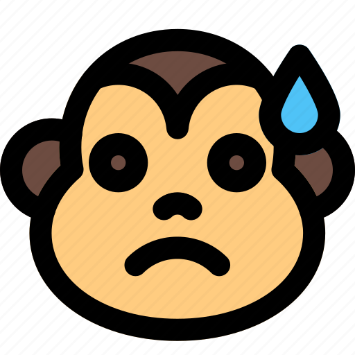 Monkey, sad, sweat, emoticon icon - Download on Iconfinder