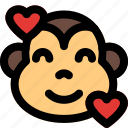 monkey, smiling, with, hearts, emoticons, animal