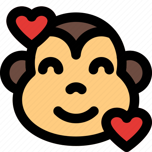 Monkey, smiling, with, hearts, emoticons, animal icon - Download on Iconfinder