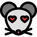 mouse, heart, eyes, emoticons, animal