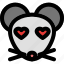 mouse, heart, eyes, emoticons, animal 