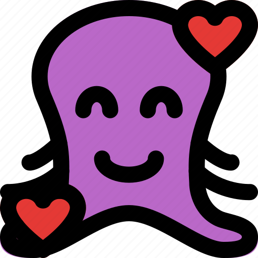 Octopus, smiling, hearts, emoticon icon - Download on Iconfinder