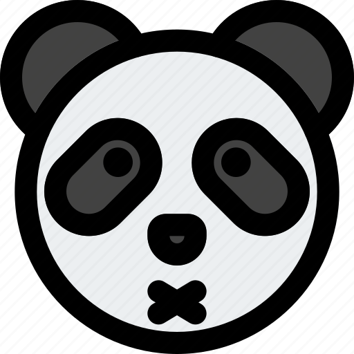 Panda, closed, mouth, emoticon icon - Download on Iconfinder