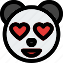 panda, heart, eyes, love, emoticon
