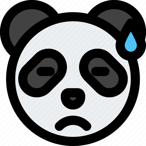 Panda, sad, sweat, nervous, emoticon icon - Download on Iconfinder