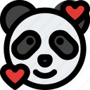 panda, smiling, hearts, emoticon, animal