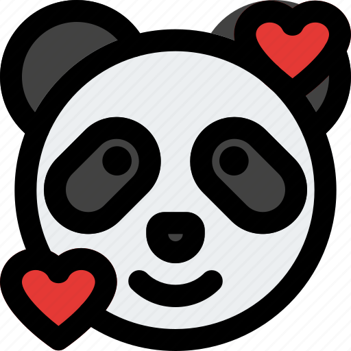 Panda, smiling, hearts, emoticon, animal icon - Download on Iconfinder
